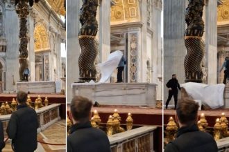 video un roman a distrus un altar si mai multe candelabre in bazilica sfantul petru de la vatican momentul a fost filmat de turisti 67a70c0fac62c