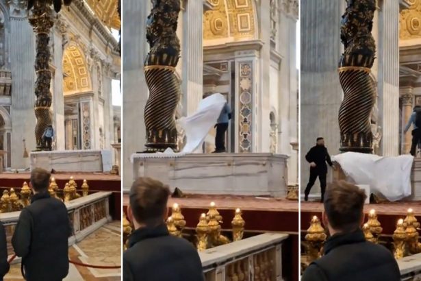 video un roman a distrus un altar si mai multe candelabre in bazilica sfantul petru de la vatican momentul a fost filmat de turisti 67a70c0fac62c
