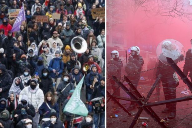 videofoto greva in belgia cu peste 60 000 de persoane impotriva politicii economice tun cu apa artificii si trafic aerian blocat complet 67aef055b5e83