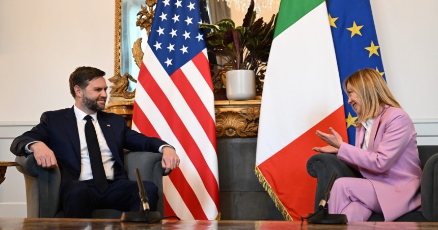 jd vance in vizita la roma vicepresedintele sua se intalneste cu giorgia meloni si va petrece pastele la vatican 680246fc1c217