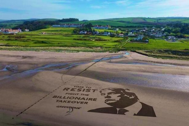 protest greenpeace pe terenul de golf trump turnberry din scotia timpul sa rezistam lupta impotriva dominatiei miliardarilor 68124585e46f7