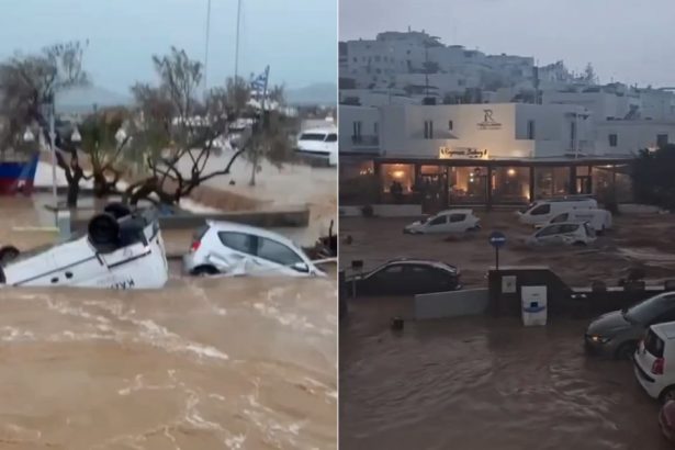 video inundatii de proportii pe insula paros din grecia pagube semnificative masini luate de ape case si magazine distruse 67eb86c102b3e