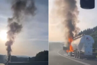 video camion cu ciment cuprins de flacari in cluj incendiul a izbucnit la cabina vehiculului 68414ff5c1ccc