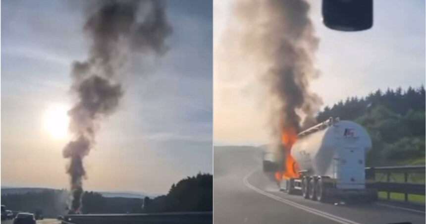 video camion cu ciment cuprins de flacari in cluj incendiul a izbucnit la cabina vehiculului 68414ff5c1ccc