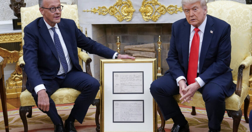 video friedrich merz i a facut cadou lui trump certificatul de nastere al bunicului sau friedrich trump un nume german serios 6841fc007ac86