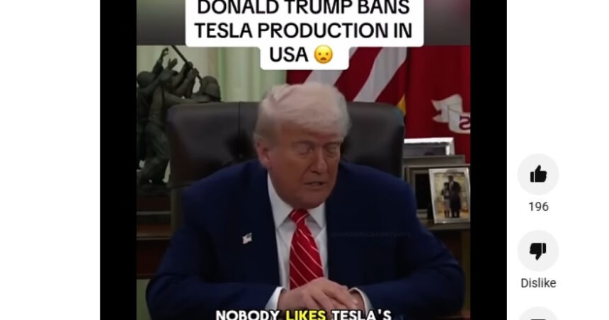video trump decide oprirea productiei de masini tesla in sua videoclipul fake news care a devenit viral a fost generat cu ajutorul ai 6847018ce7ae9