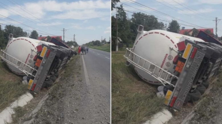 alerta in judetul suceava o cisterna incarcata cu 16 tone de motorina s a rasturnat la dolhasca 68a4895b33824