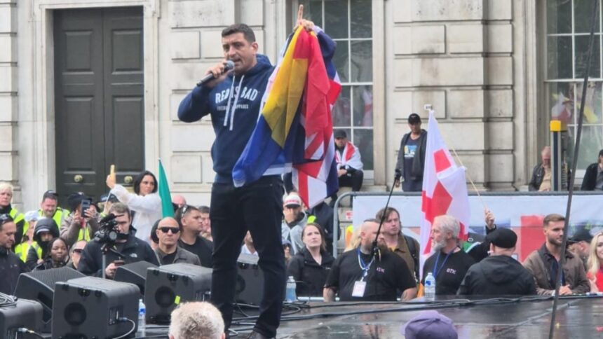 george simion discurs incendiar in mijlocul protestatarilor din londra dictatura este impusa de emmanuel macron si ursula von der leyen 68c5af9684935
