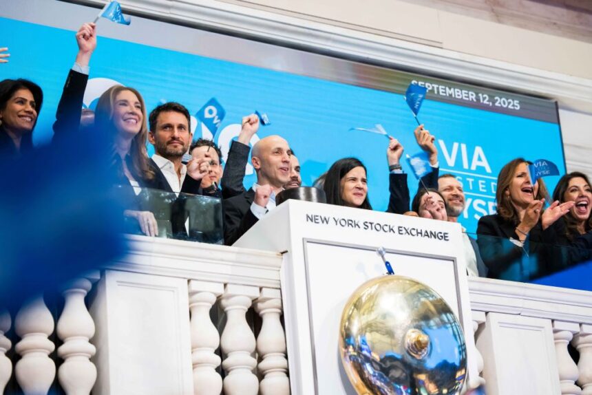 via shrugs off tepid open to end first day of trading slightly above ipo price 68c48ed999668